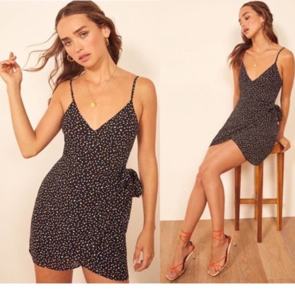 Reformation Troppo Polka Dot Mini Wrap Dress || M
